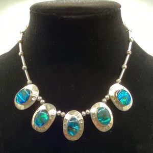 Sterling silver handmade Indian necklace and earring set